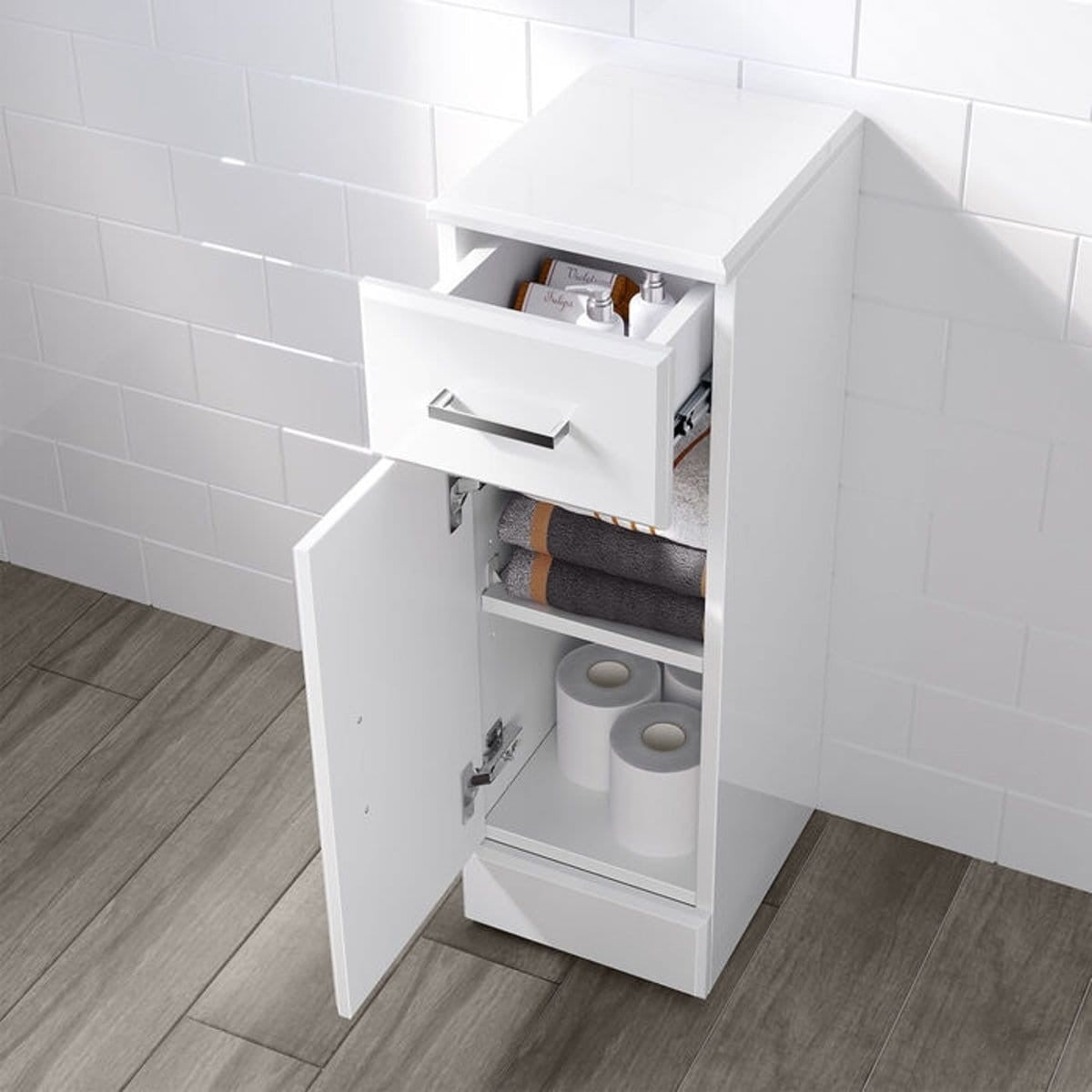 Jednodvéřová vysoká koupelnová skříňka QUARTZ 25 cm