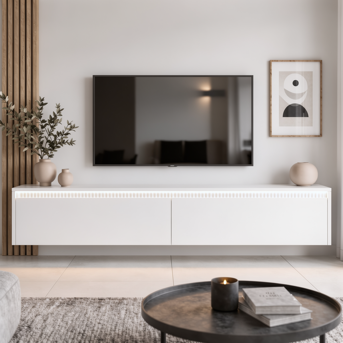 Závěsný TV stolek LUMI II s LED osvětlením