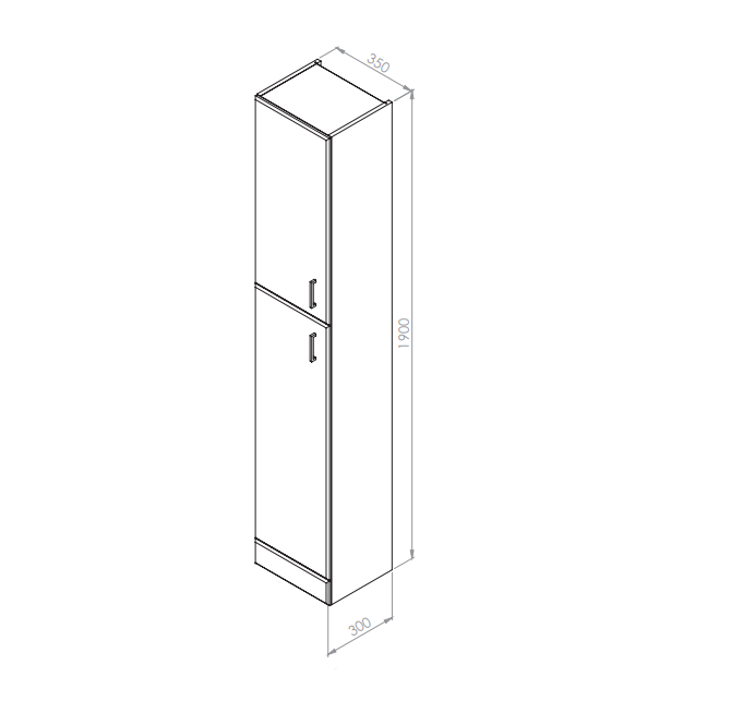 Vysoká koupelnová skříňka 35 cm QUARTZ bílý lesk