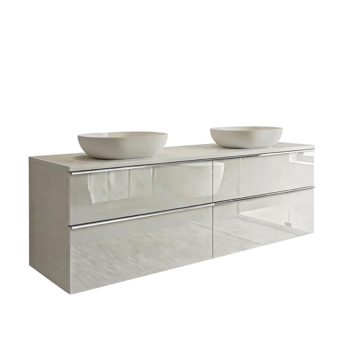 Koupelnová skříňka ONE 120 cm s deskou a umyvadly na desku