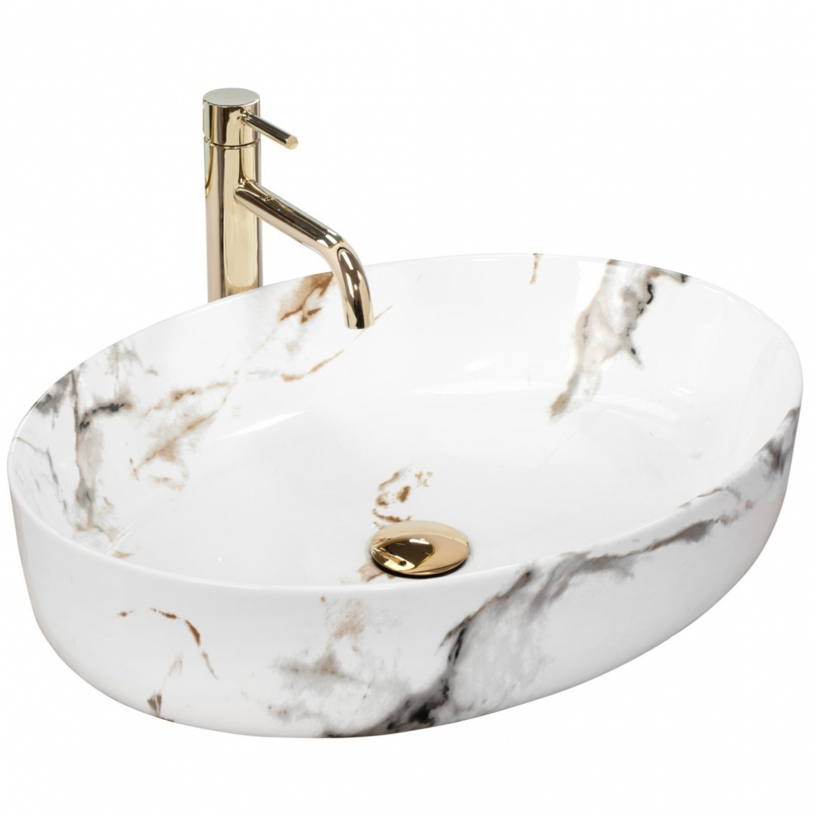 UMYVADLO QUEEN CARRARA SHINY - NA DESKU 55 x 41 cm