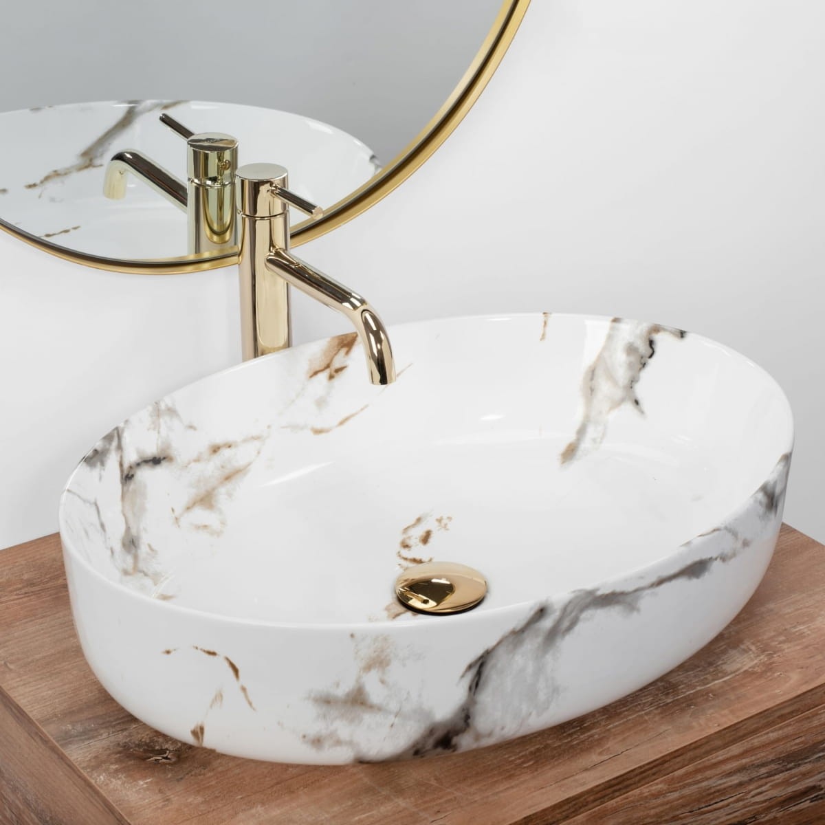 UMYVADLO QUEEN CARRARA SHINY - NA DESKU 55 x 41 cm
