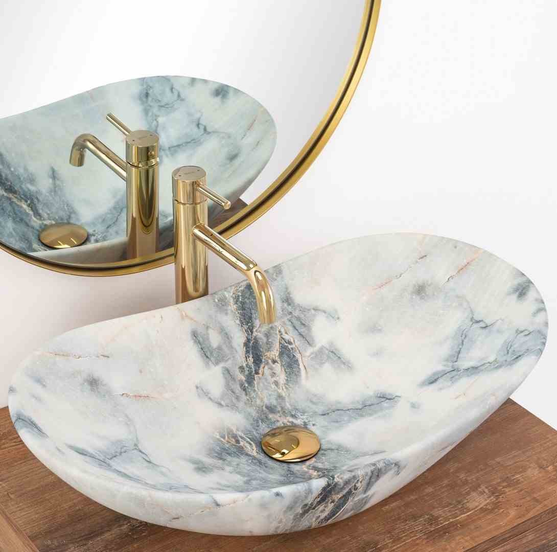 ROYAL umyvadlo na desku oválné 60 x 36 cm vzhled granitu mat