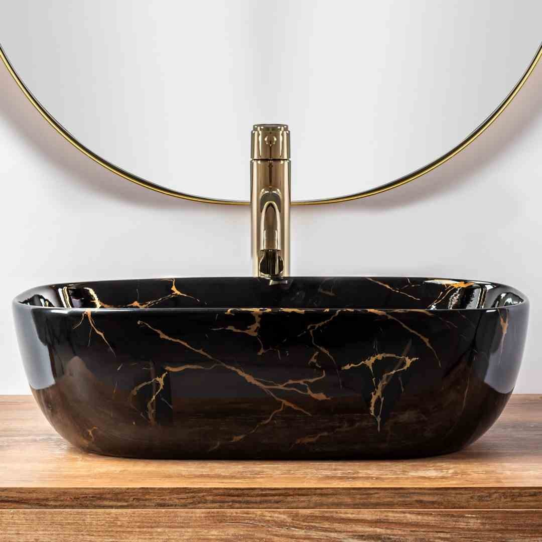 UMYVADLO BELINDA BLACK MARBLE SHINY - NA DESKU