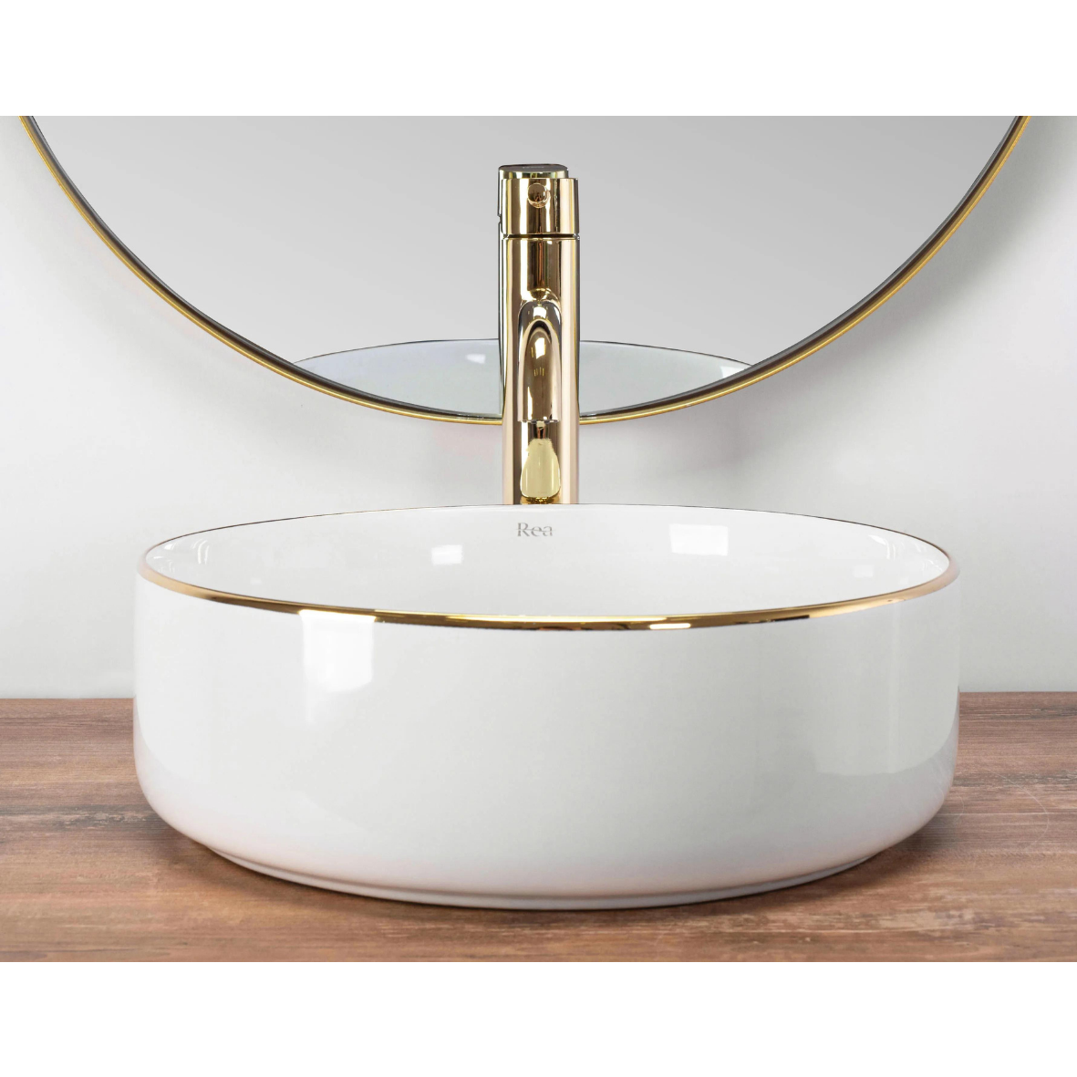 SEMI GOLD EDGE umyvadlo na desku 36 cm bílé
