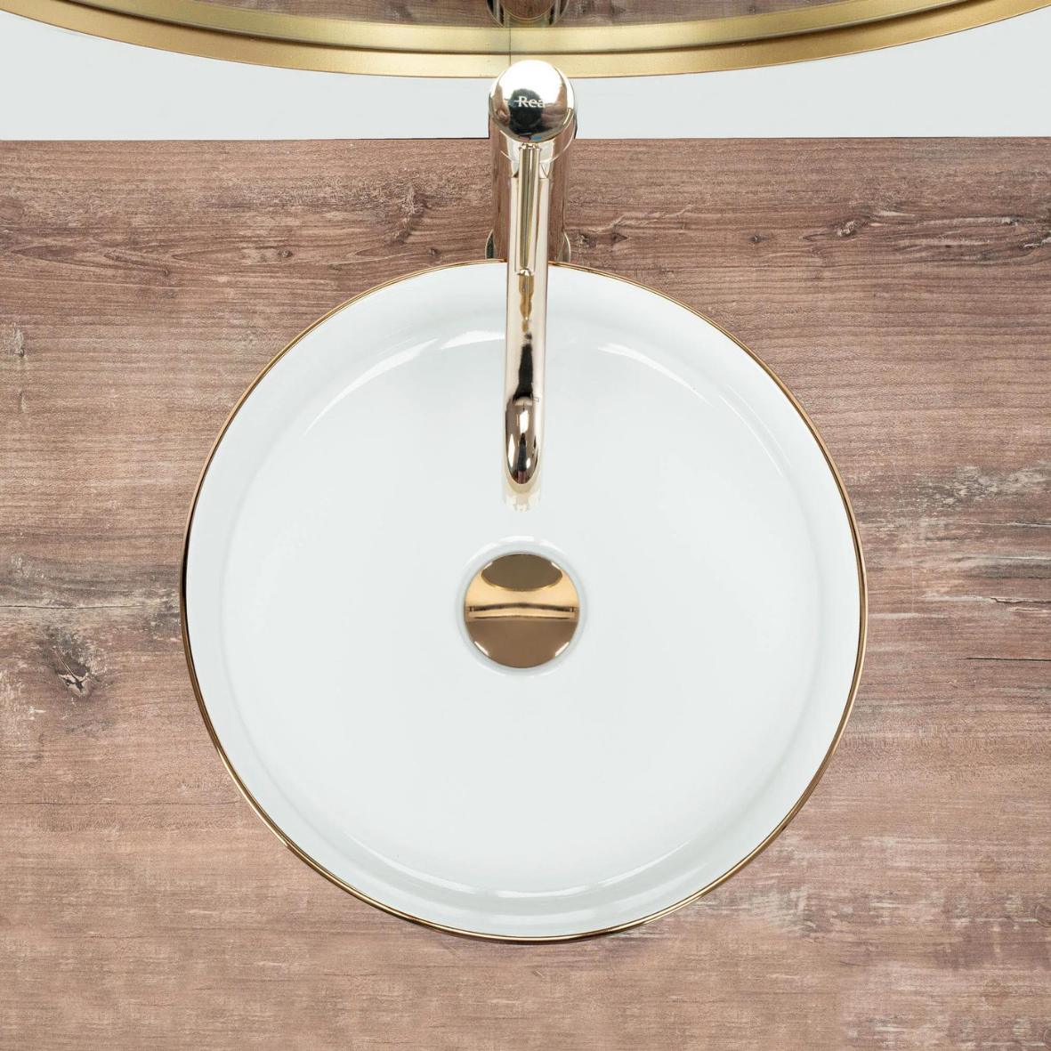 SEMI GOLD EDGE umyvadlo na desku 36 cm bílé