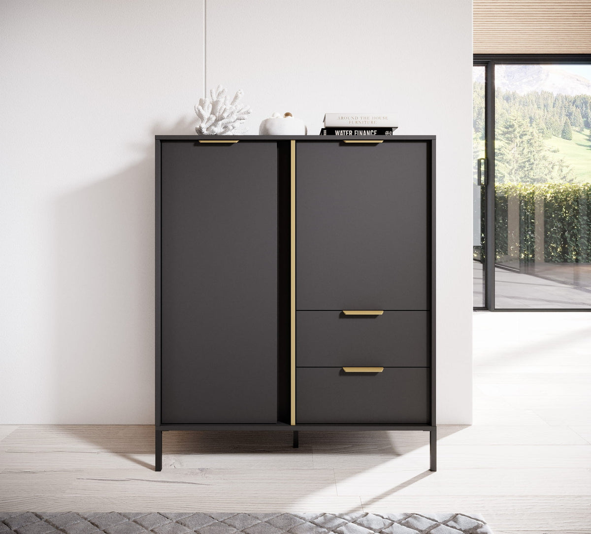 Vysoká komoda LERO 103 cm Antracit