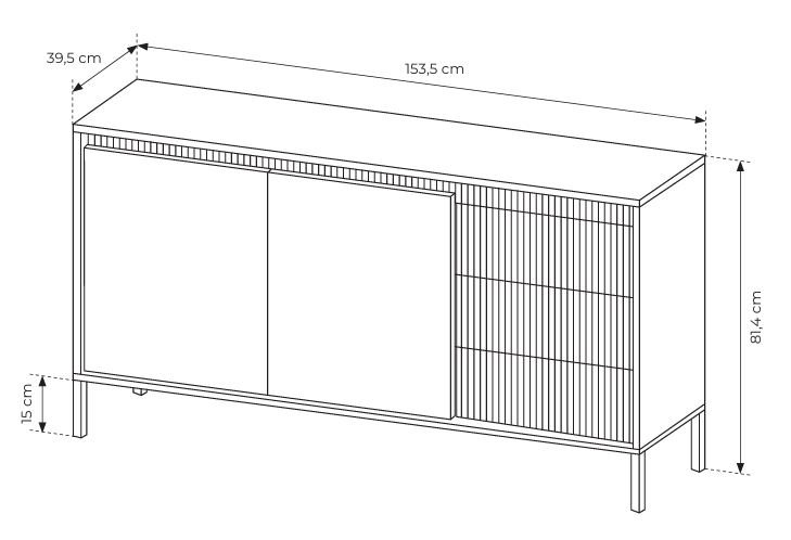 Komoda se zásuvkami DORAN 153 cm