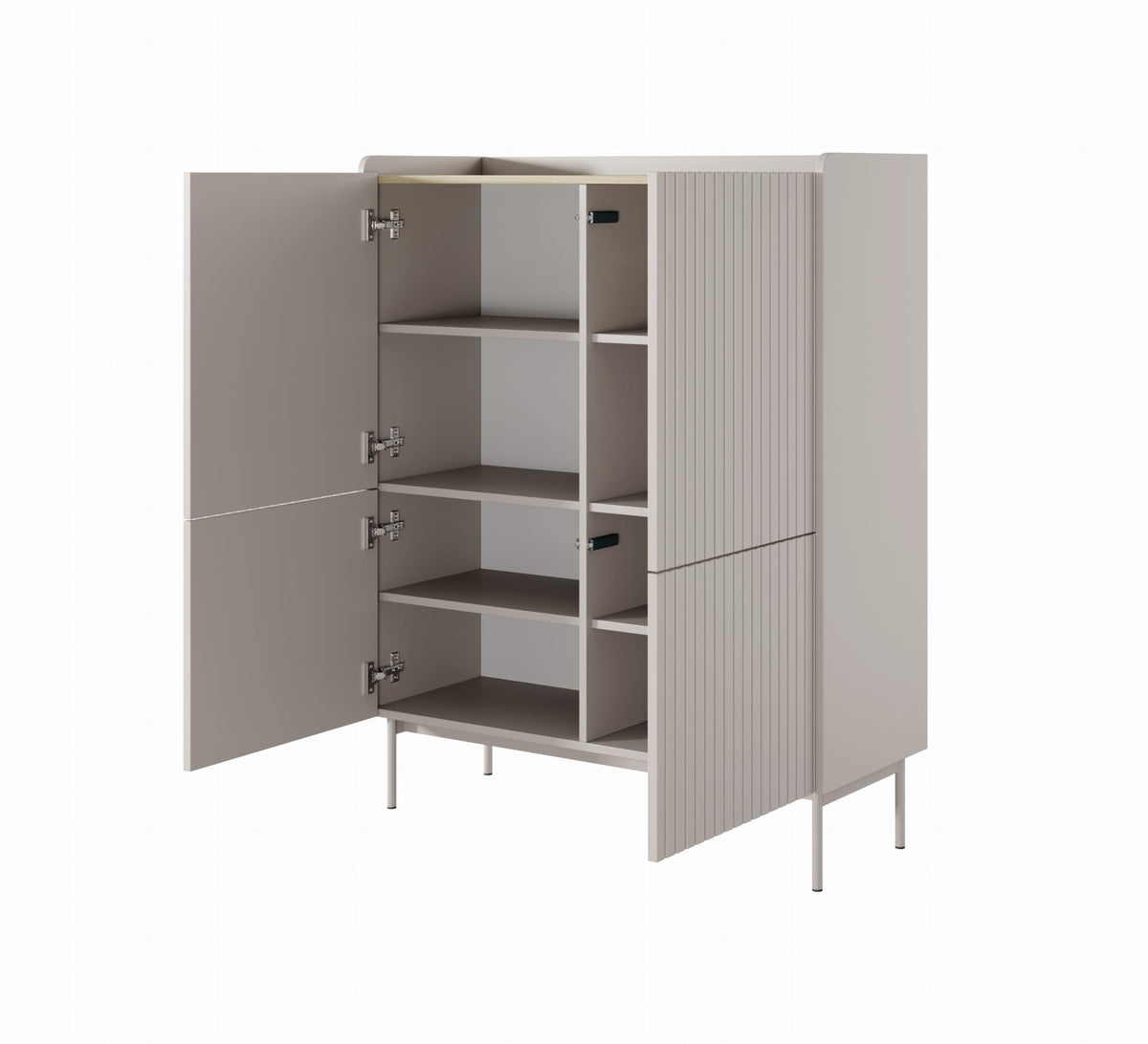 Vysoká komoda ZORA 4D 103 cm Béžová/Dub Scandi