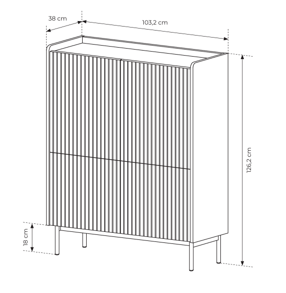 Vysoká komoda ZORA 4D 103 cm Béžová/Dub Scandi