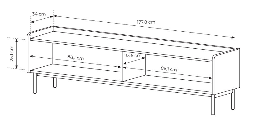 TV stolek ZORA 181 cm