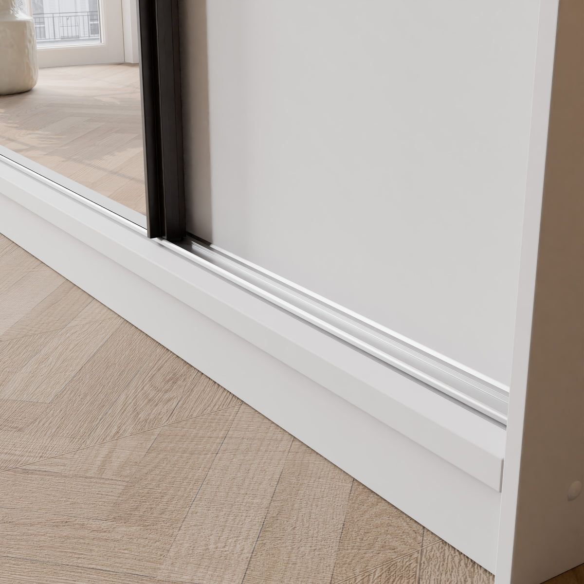 Šatní skříň s posuvnými dveřmi, zrcadlem a zásuvkami VELLO 200 cm