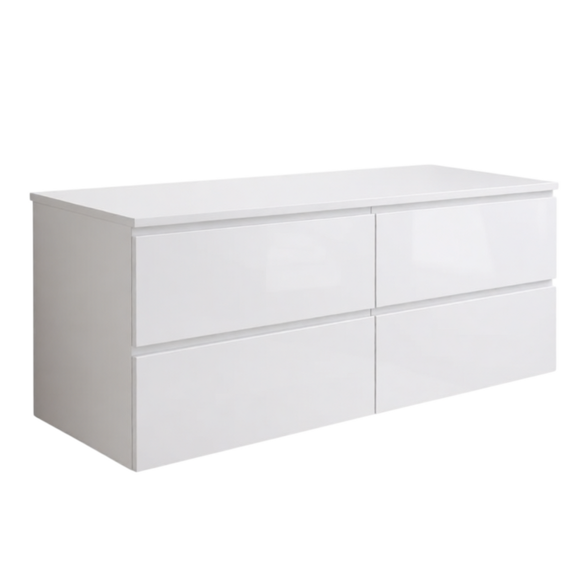Koupelnová skříňka pod umyvadlo s deskou 120 cm TRENT bílý lesk