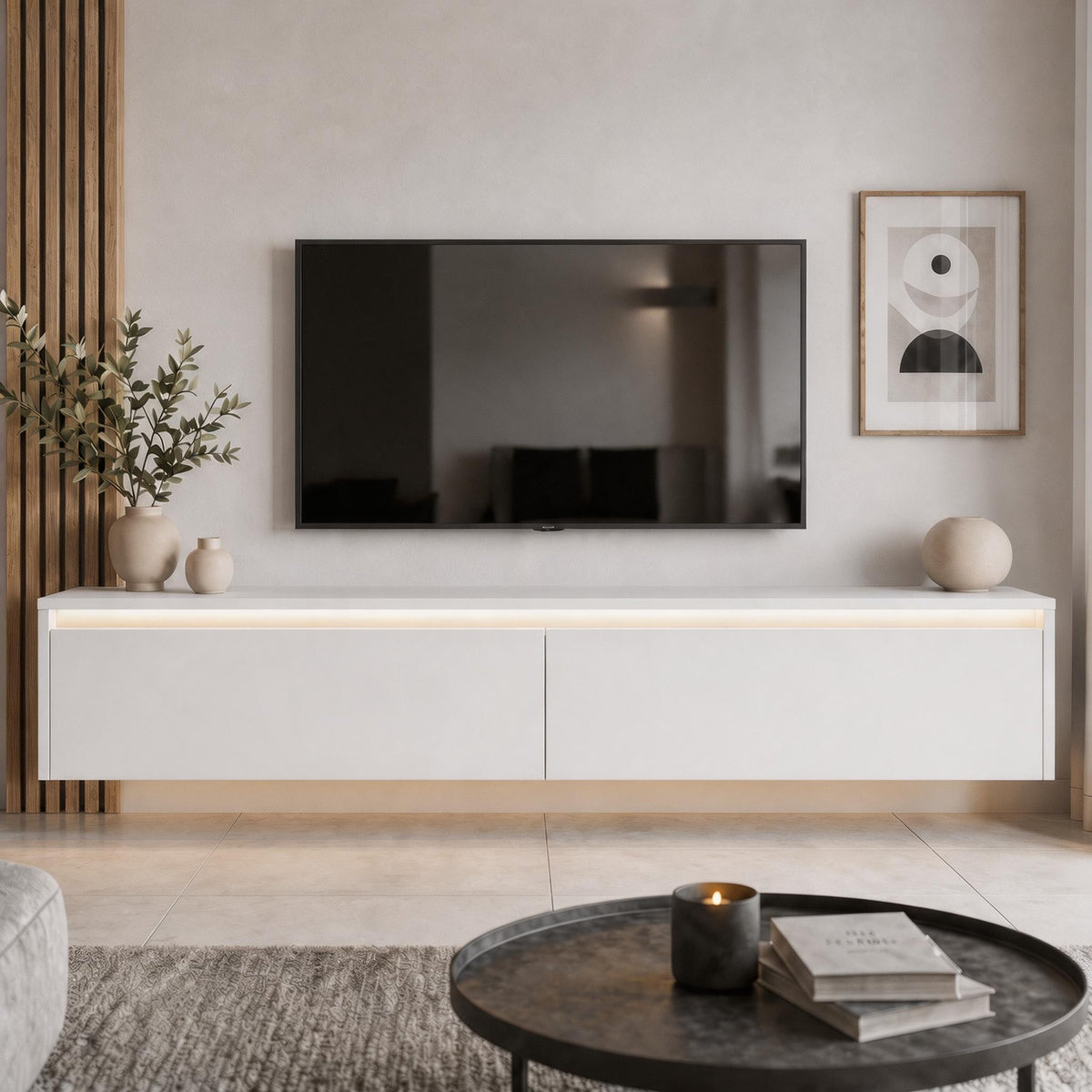 Závěsný TV stolek LUMI s LED osvětlením