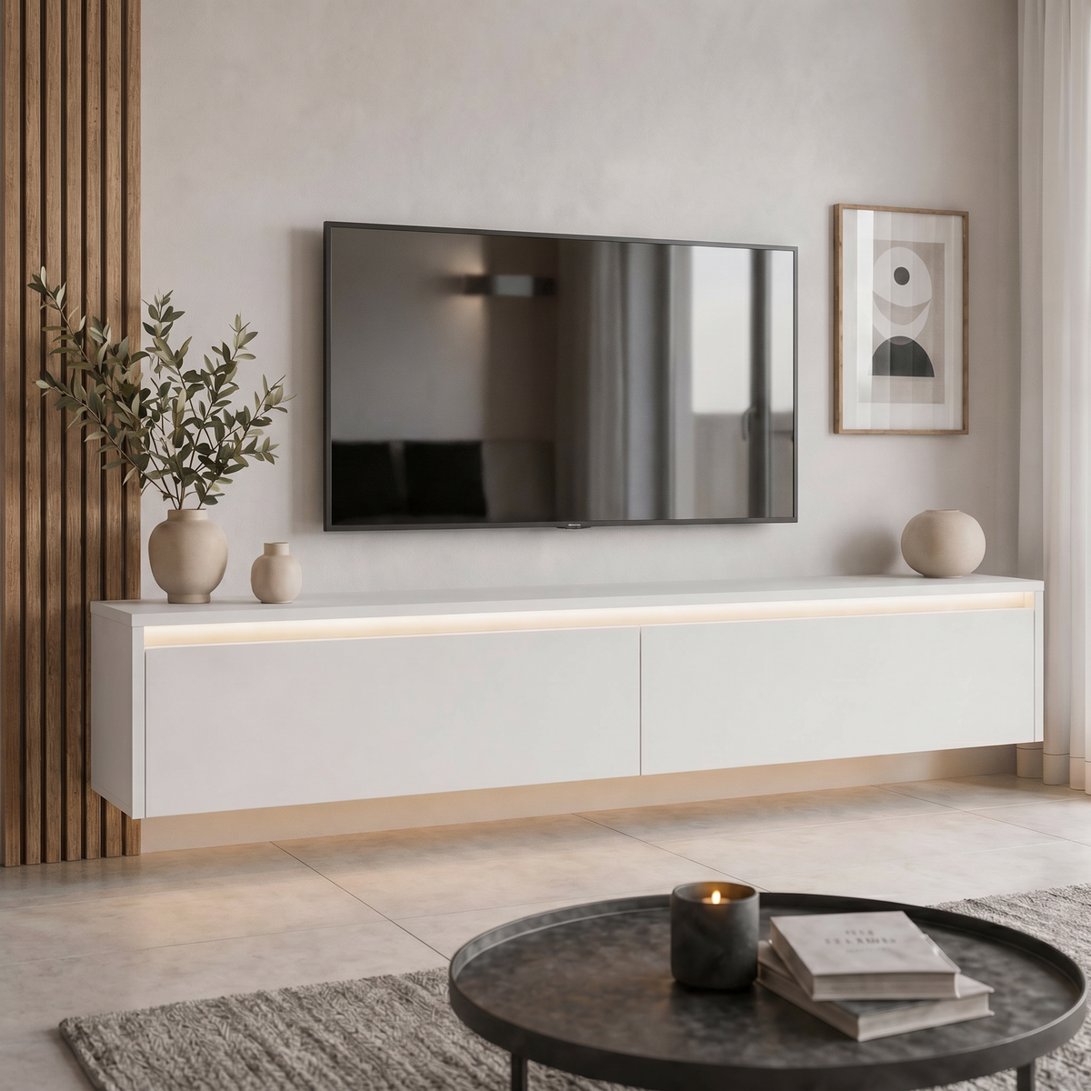 Závěsný TV stolek LUMI s LED osvětlením