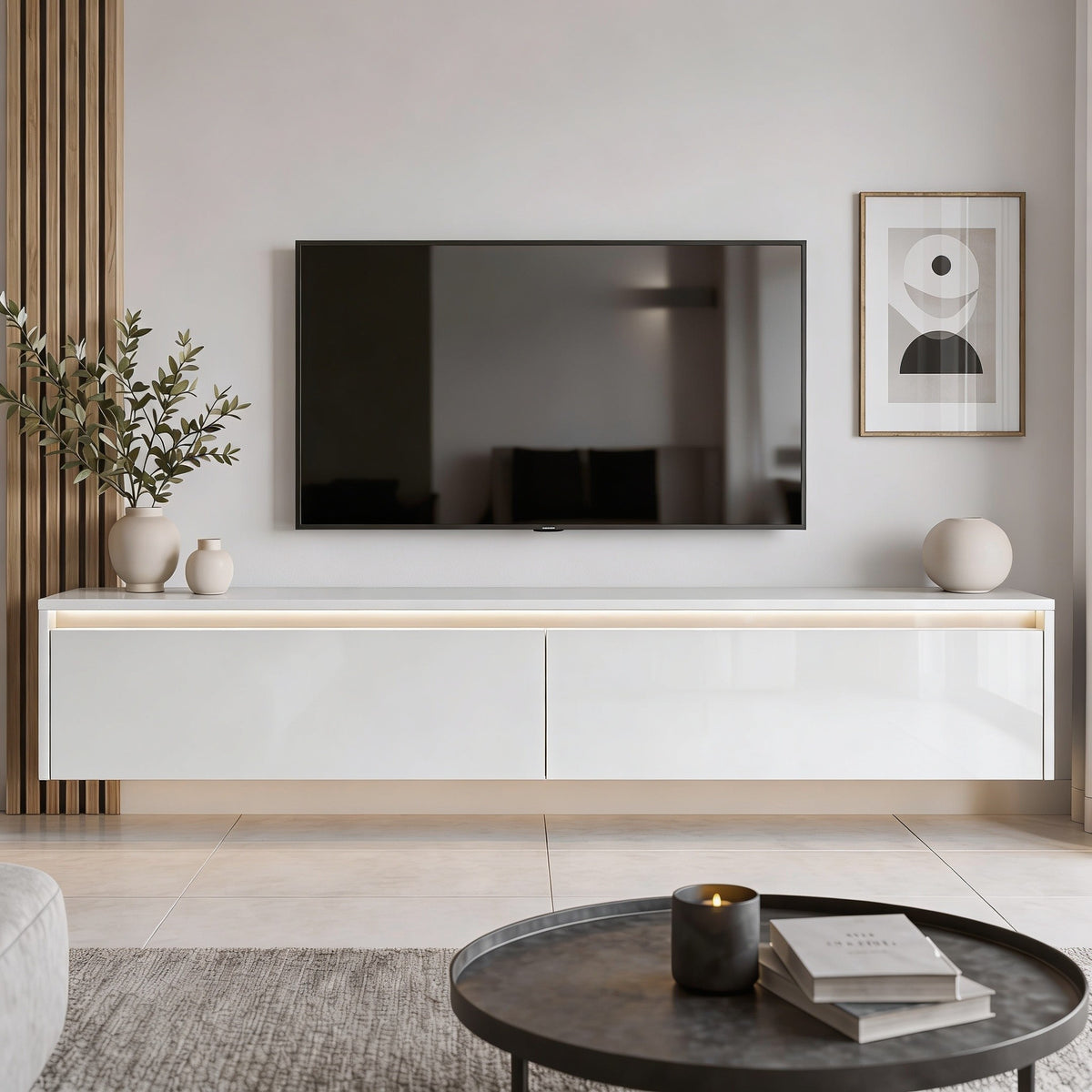 Závěsný TV stolek LUMI s LED osvětlením