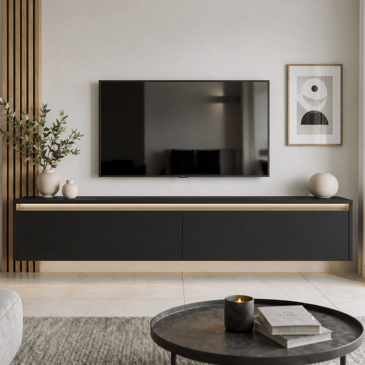 Závěsný TV stolek LUMI s LED osvětlením