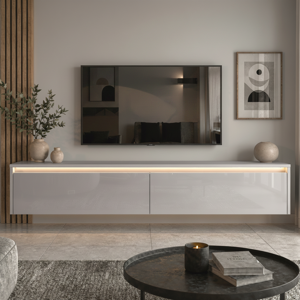 Závěsný TV stolek LUMI s LED osvětlením