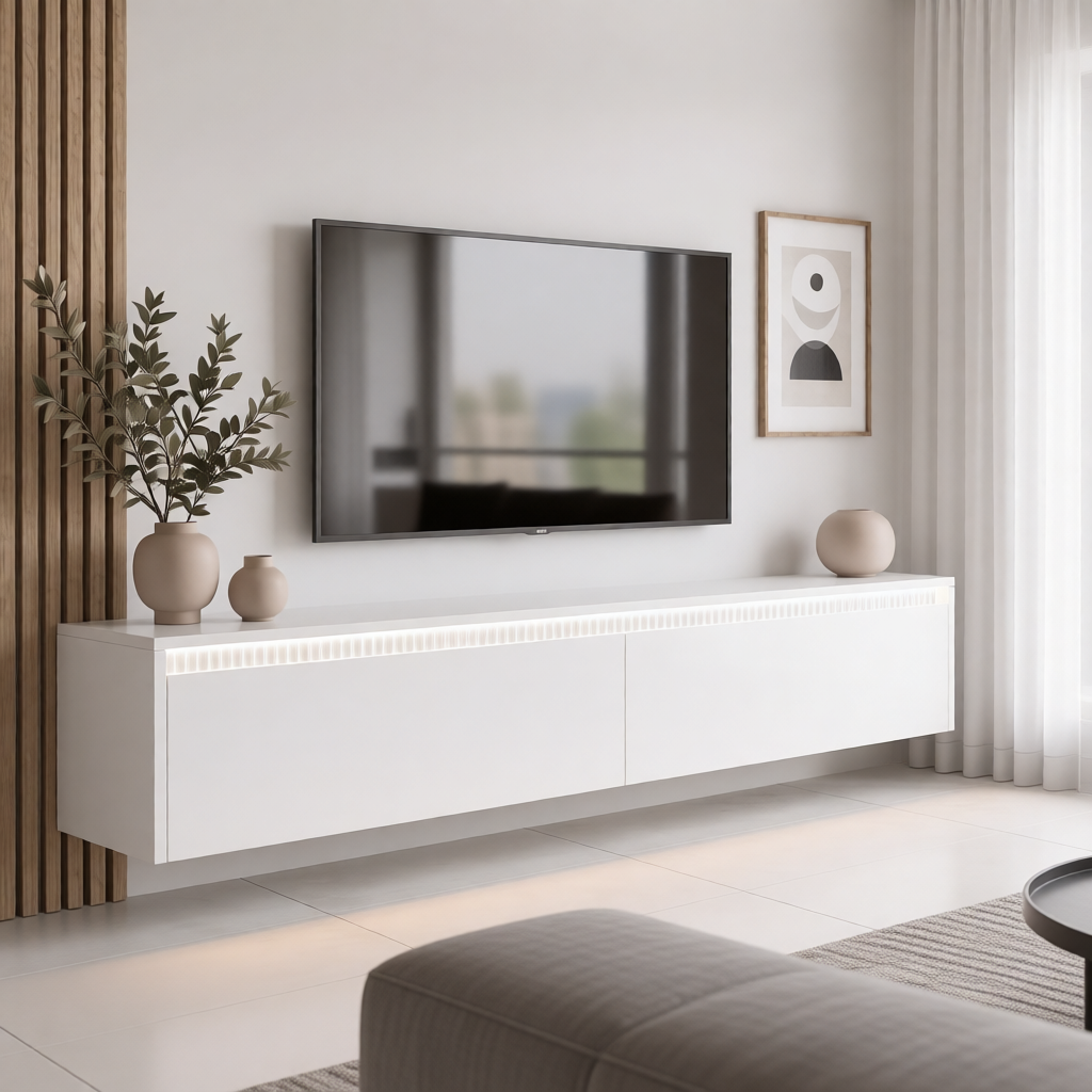 Závěsný TV stolek LUMI II s LED osvětlením