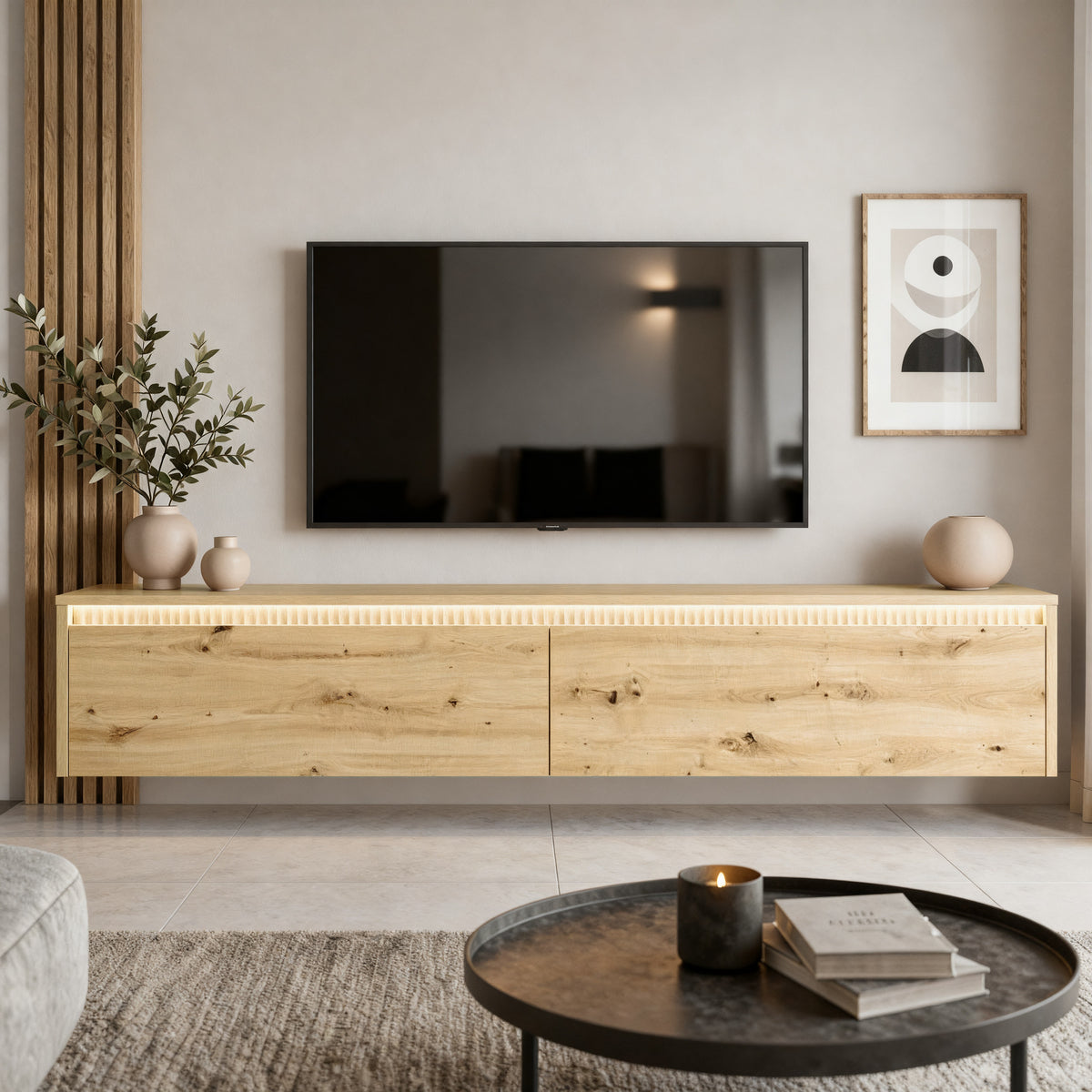 Závěsný TV stolek LUMI II s LED osvětlením