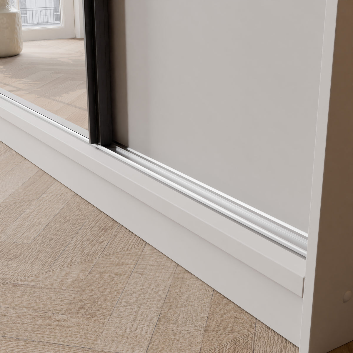 Šatní skříň s posuvnými dveřmi, zrcadlem a zásuvkami VELLO 200 cm