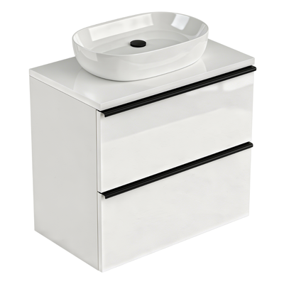Závěsná koupelnová skříňka s deskou a umyvadlem na desku ONE 2 zásuvky