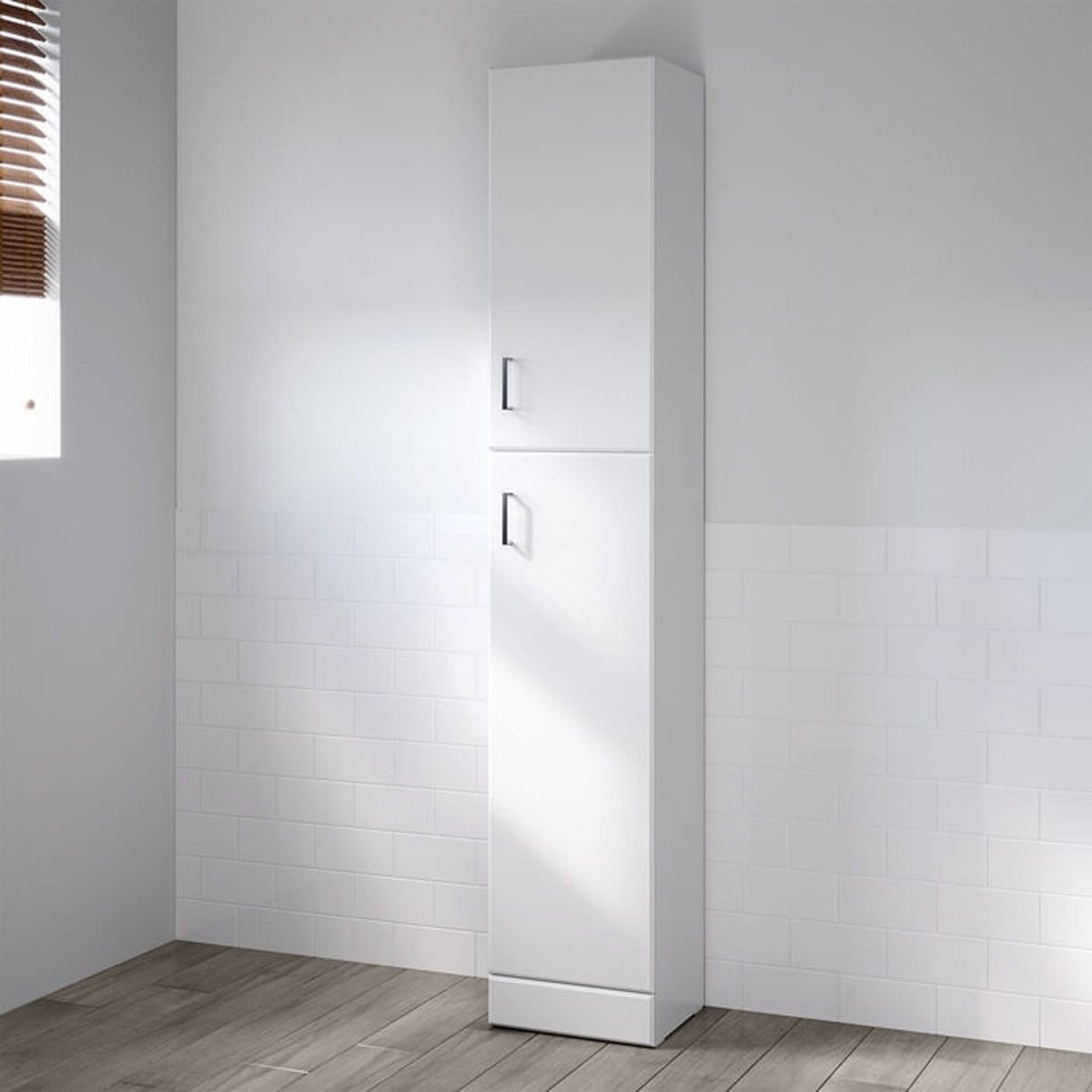 Vysoká koupelnová skříňka 35 cm QUARTZ bílý lesk