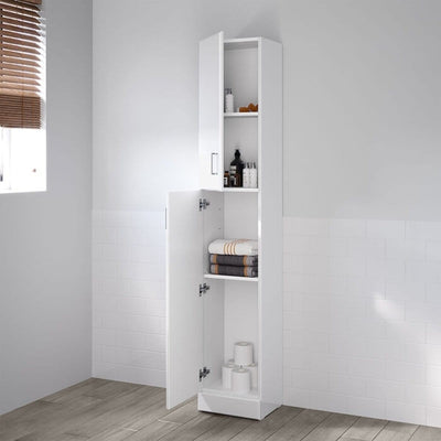 Vysoká koupelnová skříňka 35 cm QUARTZ bílý lesk