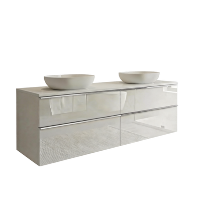 Koupelnová skříňka ONE 120 cm s deskou a umyvadly na desku