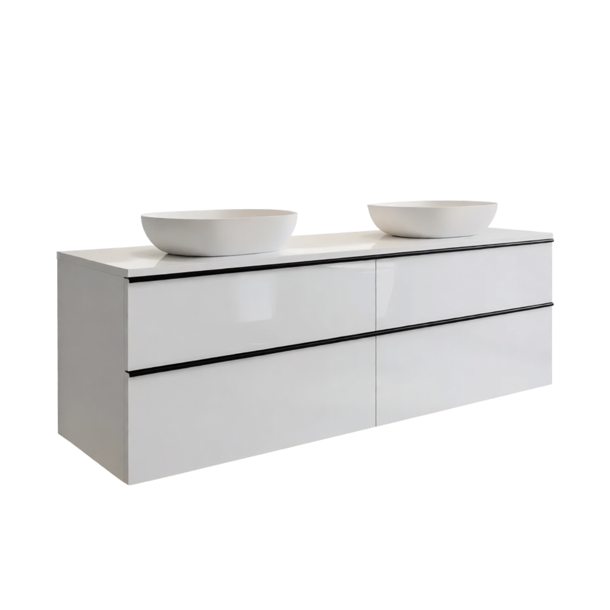 Koupelnová skříňka ONE 120 cm s deskou a umyvadly na desku