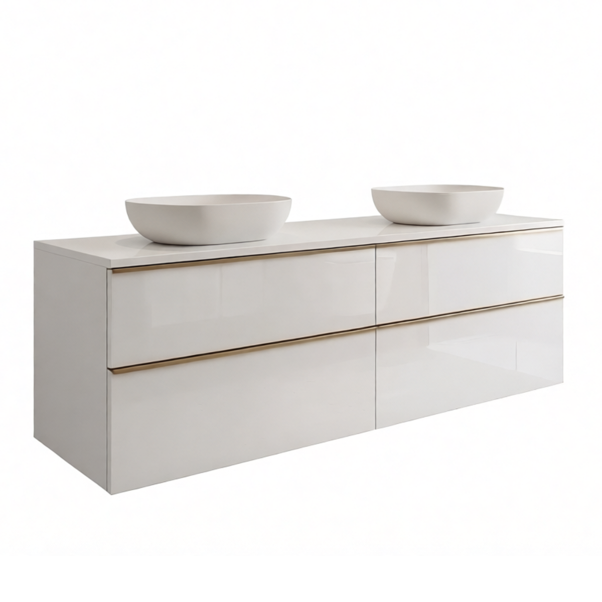 Koupelnová skříňka ONE 120 cm s deskou a umyvadly na desku