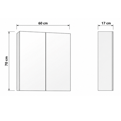 Dvoudvéřová zrcadlová skříňka MELA 60cm bílý lesk