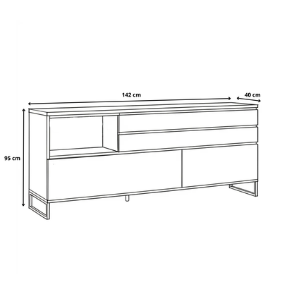 Komoda se zásuvkami JOVAN 142 cm dub artisan antracit