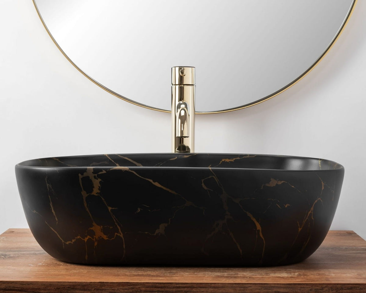 UMYVADLO BELINDA BLACK MARBLE MATT - NA DESKU