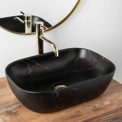 UMYVADLO BELINDA BLACK MARBLE MATT - NA DESKU