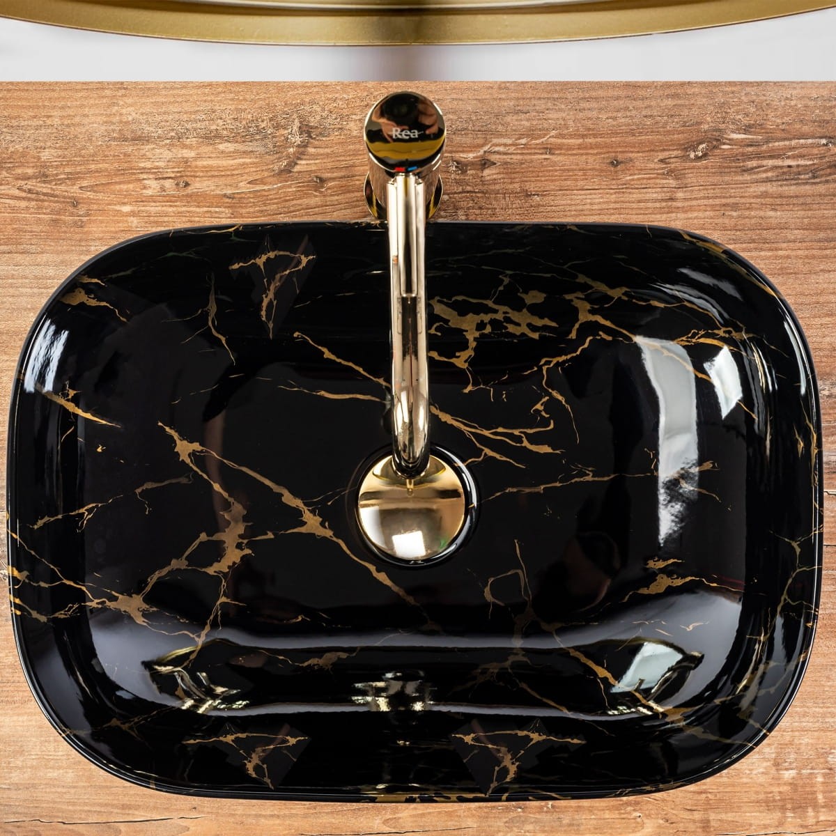 UMYVADLO BELINDA BLACK MARBLE SHINY - NA DESKU