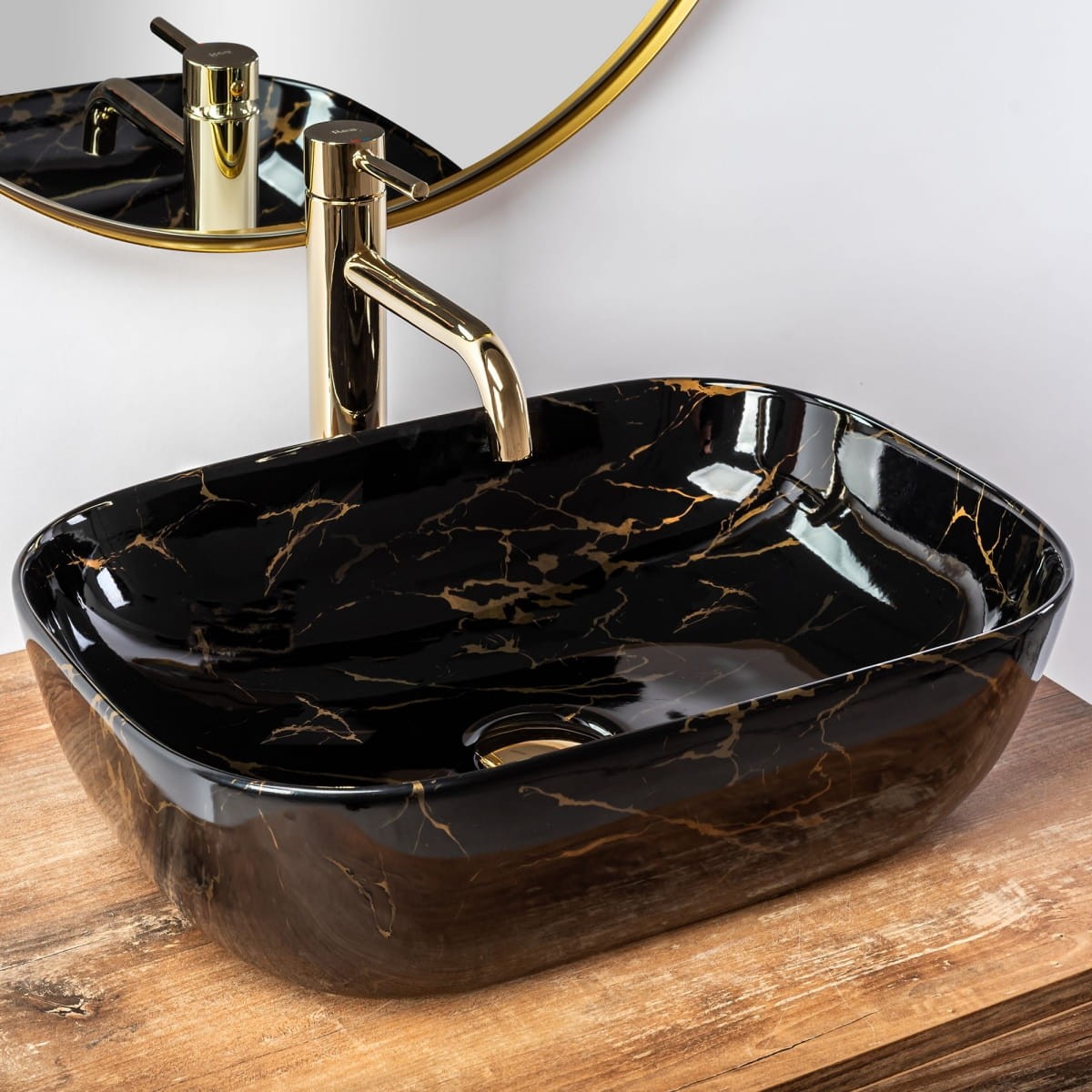 UMYVADLO BELINDA BLACK MARBLE SHINY - NA DESKU