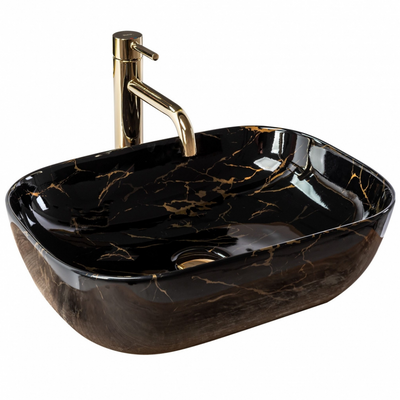 UMYVADLO BELINDA BLACK MARBLE SHINY - NA DESKU