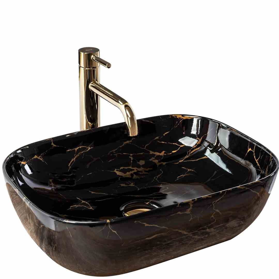 UMYVADLO BELINDA BLACK MARBLE SHINY - NA DESKU