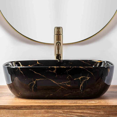 UMYVADLO BELINDA BLACK MARBLE SHINY - NA DESKU