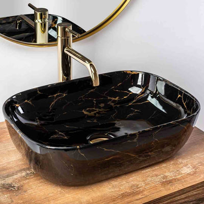 UMYVADLO BELINDA BLACK MARBLE SHINY - NA DESKU