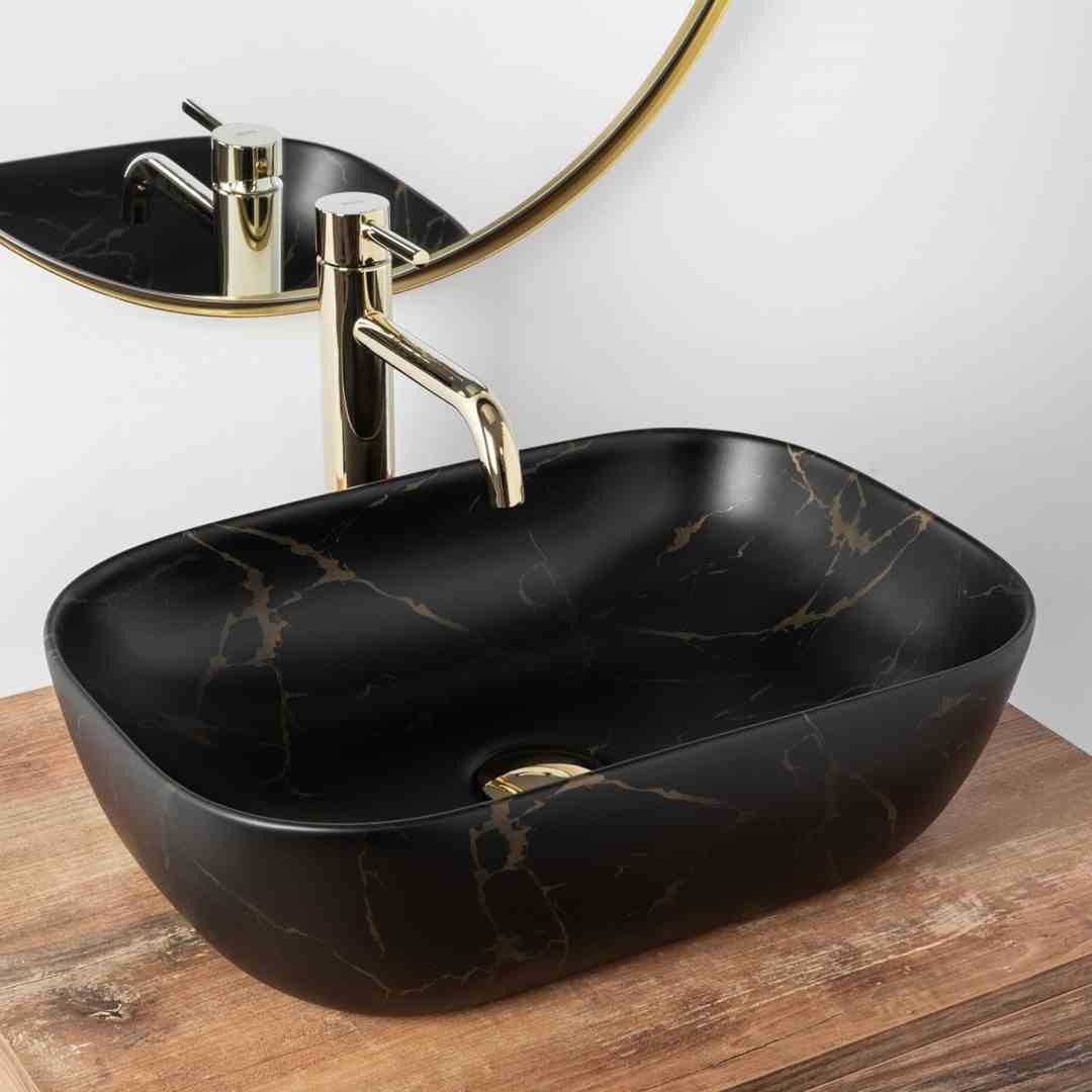 UMYVADLO BELINDA BLACK MARBLE MATT - NA DESKU