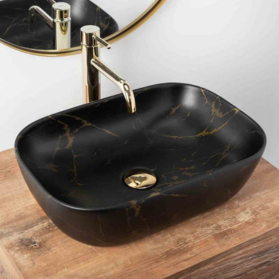 UMYVADLO BELINDA BLACK MARBLE MATT - NA DESKU