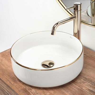 SEMI GOLD EDGE umyvadlo na desku 36 cm bílé