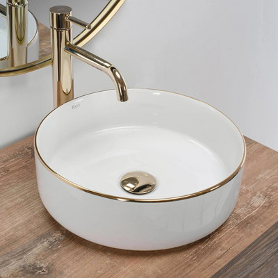 SEMI GOLD EDGE umyvadlo na desku 36 cm bílé