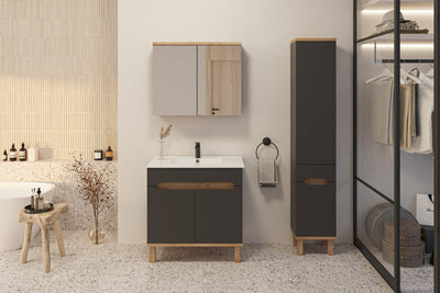 Vysoká koupelnová skříňka OVO