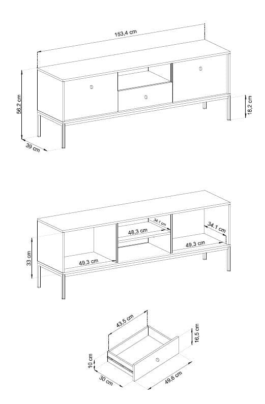 Dvoudvéřový TV stolek LEMI 153 cm
