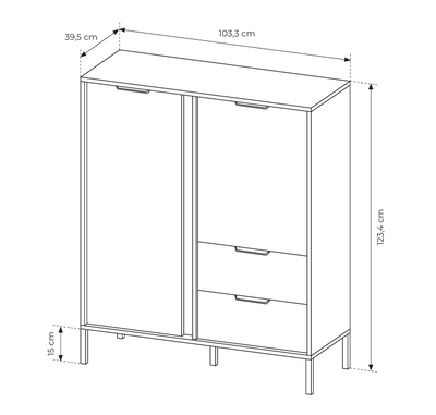 Vysoká komoda LERO 103 cm Antracit