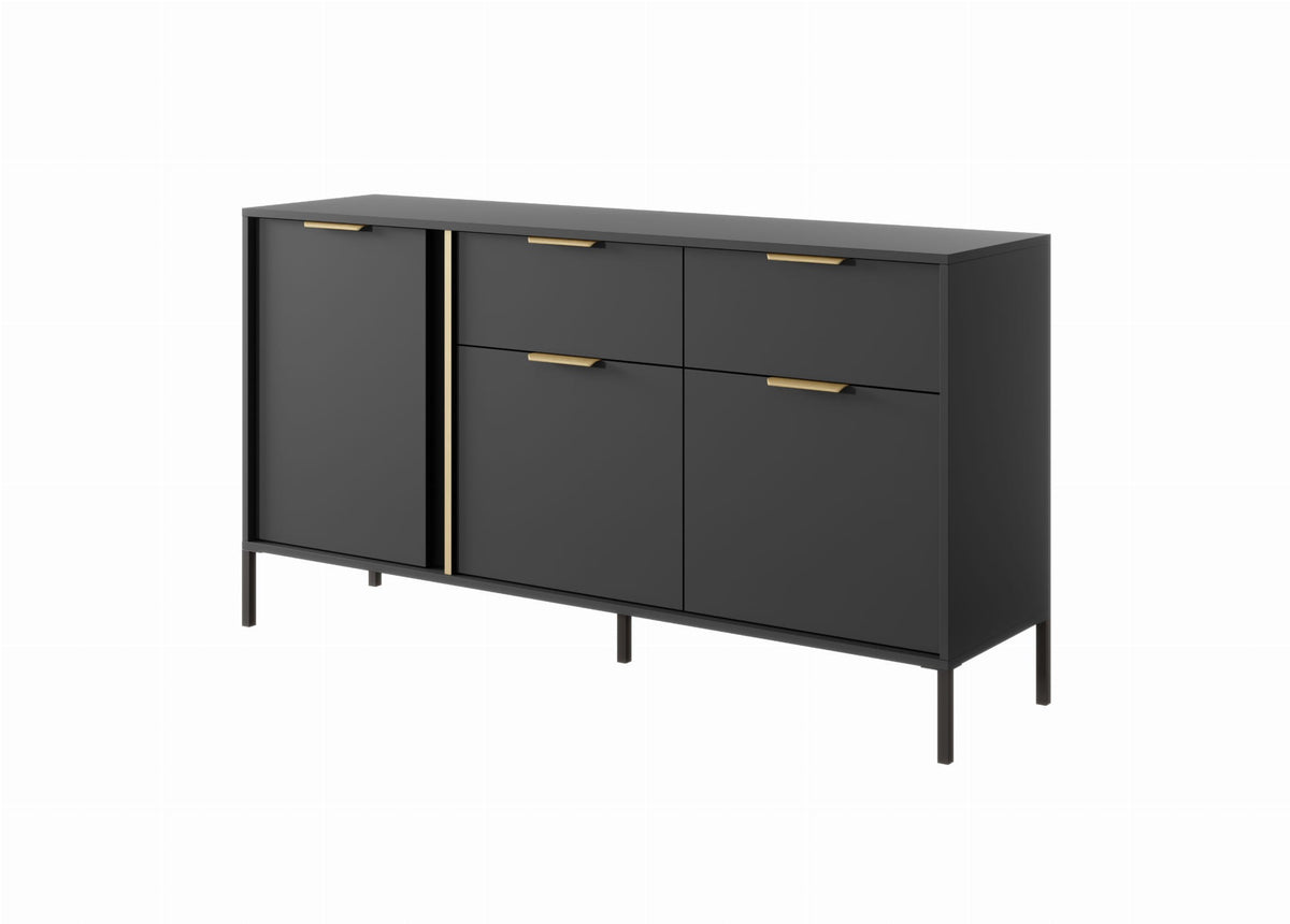 Třídvéřová komoda se zásuvkami LERO 153cm Antracit
