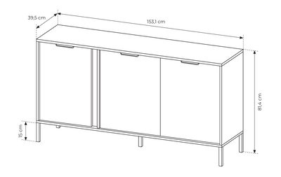 Třídvéřová komoda LERO 153 cm Antracit